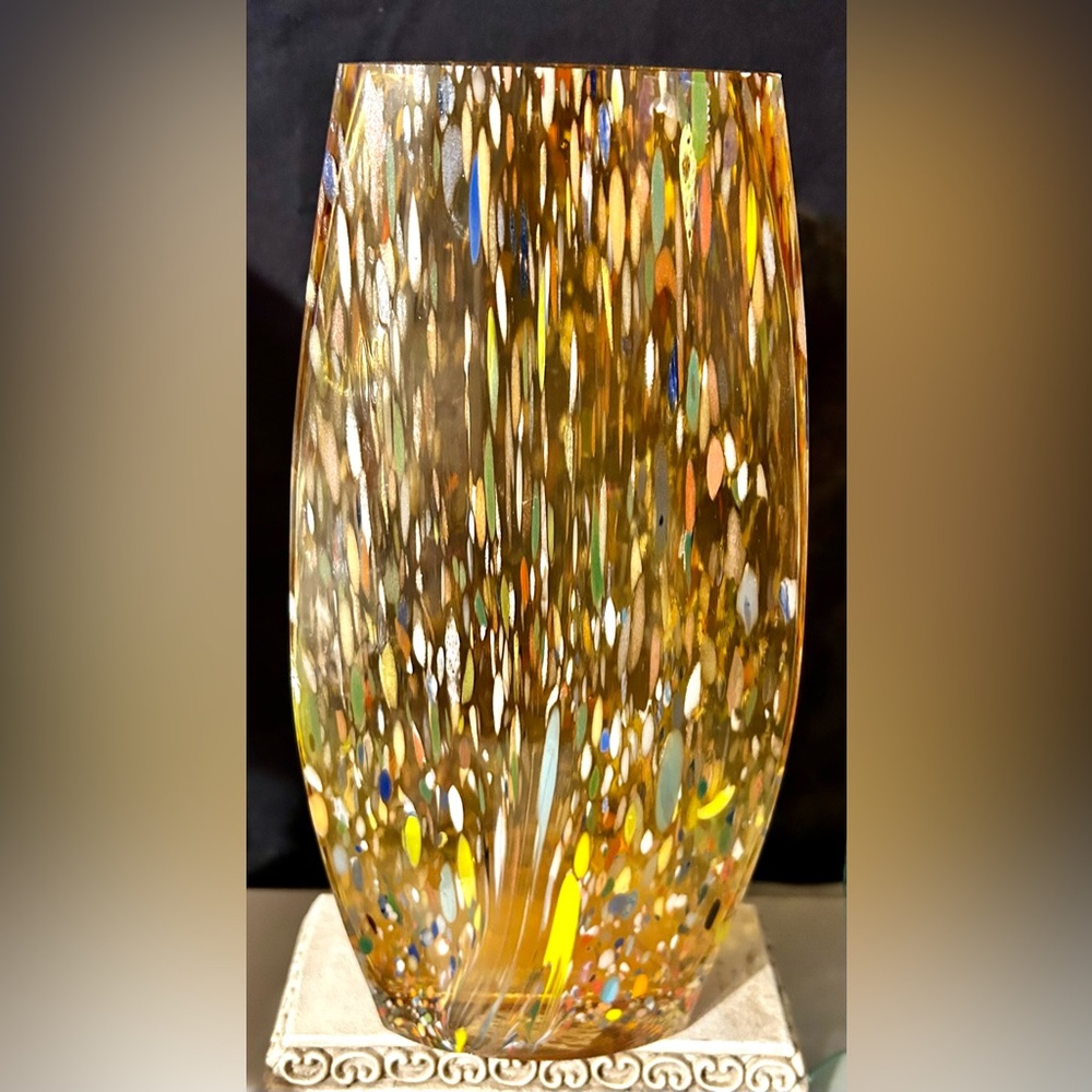 Confetti glass vase. 12.25”H